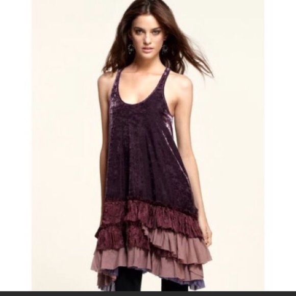 Free People Dresses & Skirts - Free People Merrie Crushed Velvet Dress purple xs